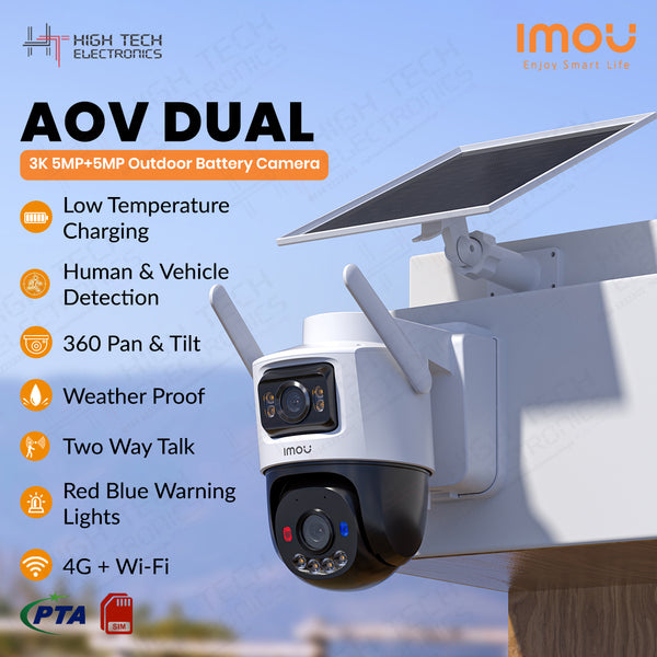 Imou AOV Dual 3K - 5MP + 5MP4G - SIM - WiFi - Solar - Battery Powered Outdoor Smart Security Camera