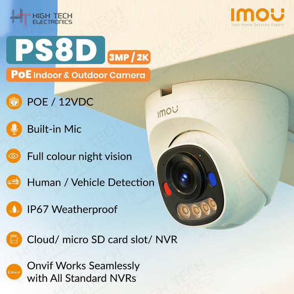 Imou PS8D 3MP - 2K PoE Indoor & Outdoor Turret Camera